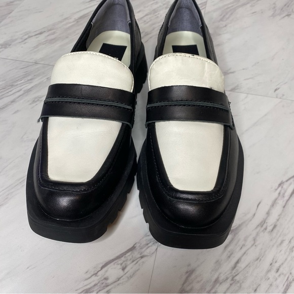 Dolce Vita Elias Black White Leather Square Toe Loafer 6 1/2 - Picture 12 of 16